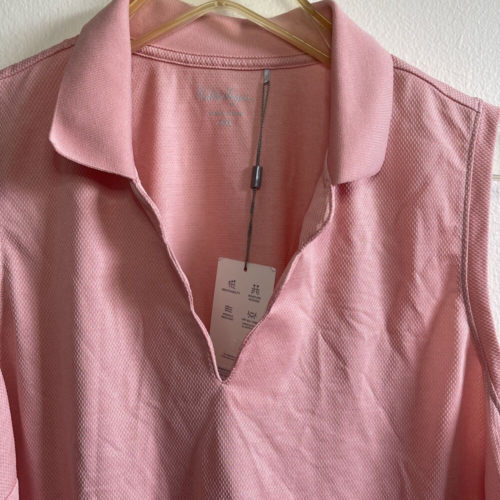 NWT Women's Walter Hagen Clubhouse Scallop Sleeveless Polo XXL 2XL Pink Rose